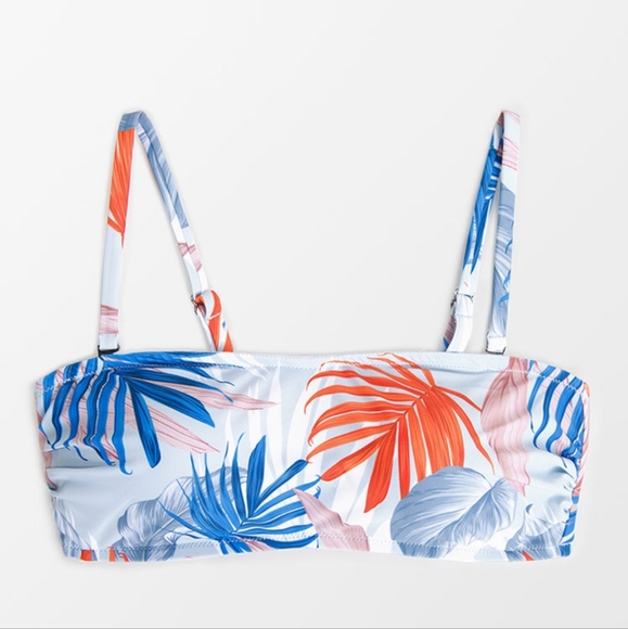 *2/$10*  NWOT- Carrie Tropical Leafy Bikini Top from Cupshe - Bandeau Strapless - Picture 3 of 4